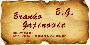 Branko Gajinović vizit kartica